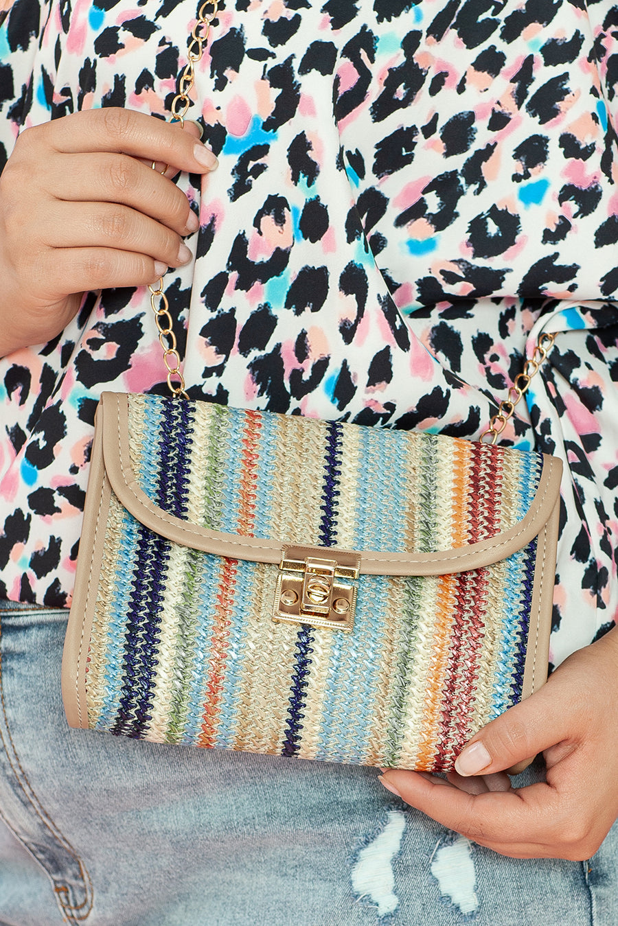 Bolso Clutch Trenzado Multicolor
