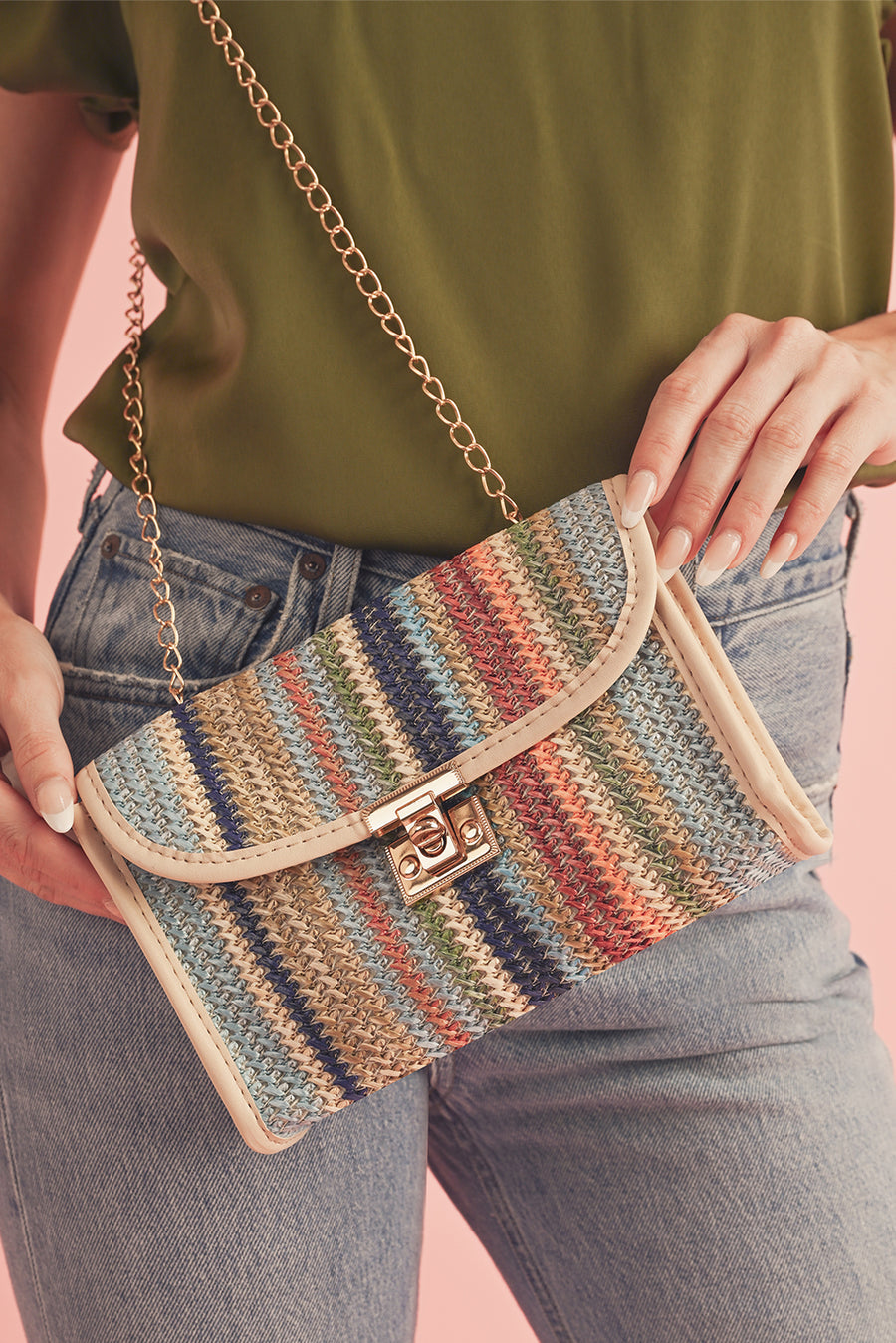Bolso Clutch Trenzado Multicolor